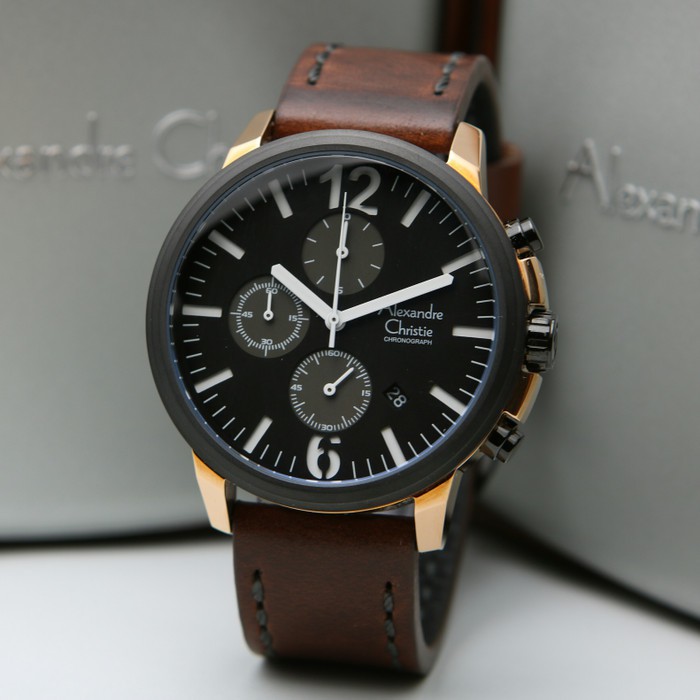 JAM ALEXANDRE CHRISTIE AC 6267 ROSEGOLD BROWN PRIA ORIGINAL JAM TANGAN ALEXANDER CRISTI