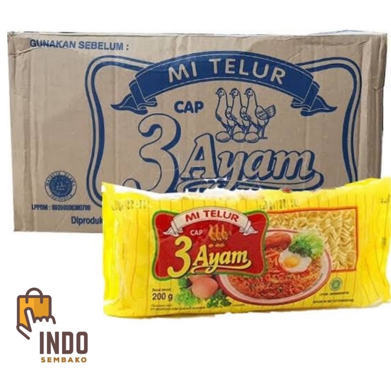 TERMURAH! GROSIR! Mie Telur Cap Tiga ayam / Mi Telor cap 3 ayam ( isi 20 bungkus )