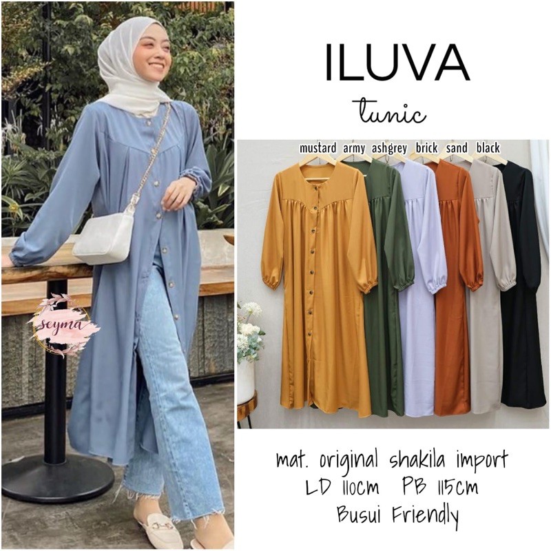Tunik Cewek Polos Lengan Balon Busui Frendly Iluva Tunik Original by Seyma