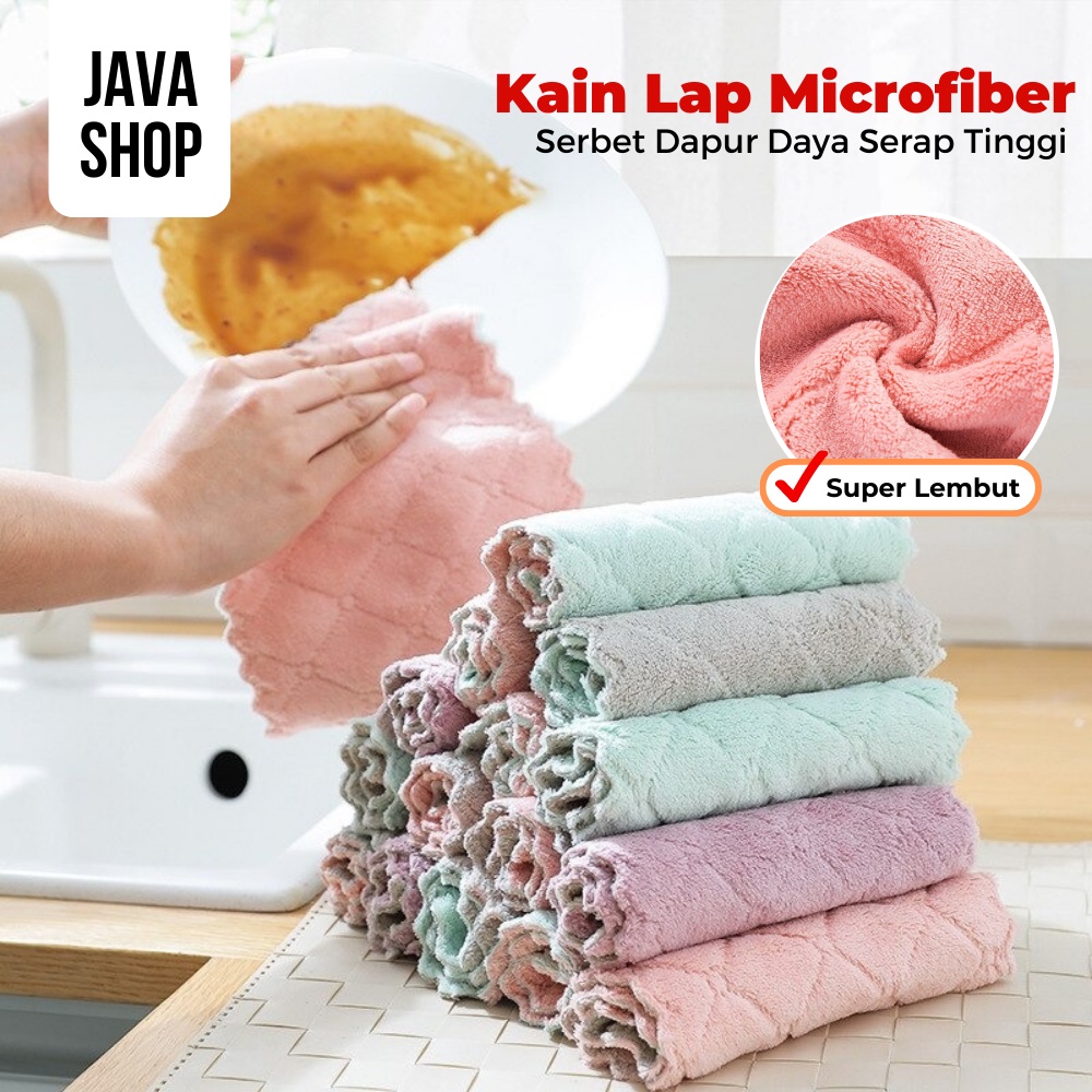 JAVASHOP Kain Lap Microfiber Serbet Piring Dapur Daya Serap Tinggi