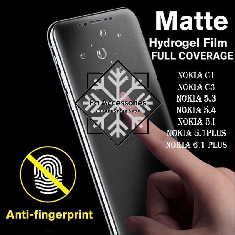 FA ANTI GORES JELLY HYDROGEL MATTE NOKIA 3 5 5.3 5.4 5.I 5.1PLUS 6.1 PLUS C1 C3 G10 G20 C2 C20 C20PLUS C21 C21PLUS C200 2ND EDITION TAVA PLUS SCREEN PROTECTOR SHOCK