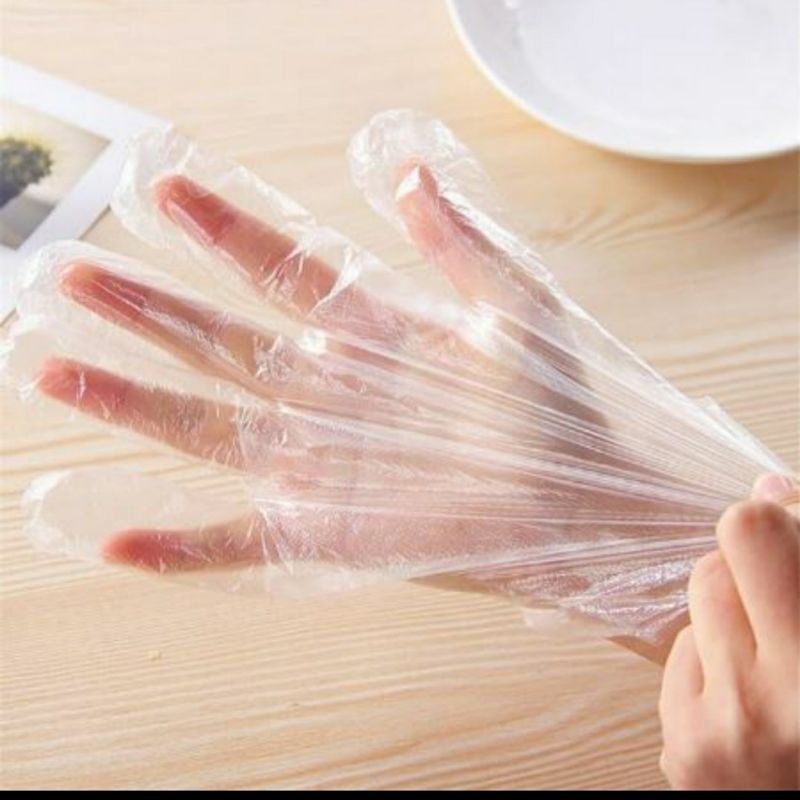 Sarung Tangan Plastik sekali pakai disposable gloves 100 pcs ( Surabaya ) (COD)