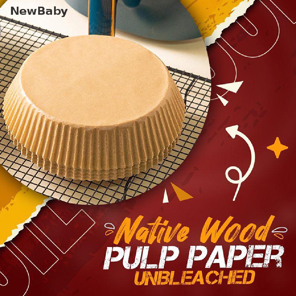 Newbaby 50pcs Kertas Alas Air Fryer Anti Lengket Sekali Pakai Ukuran 16cm