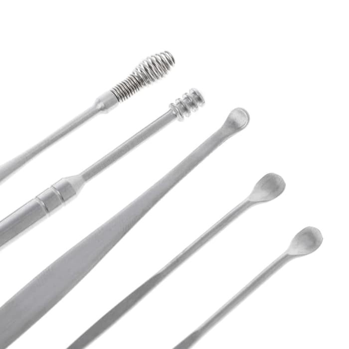 Alat Korek Kuping Telinga Pembersih Kotoran Ear Wax Stainless Steel Besi Earwax / Alat Pembersih Telinga Set 5in1