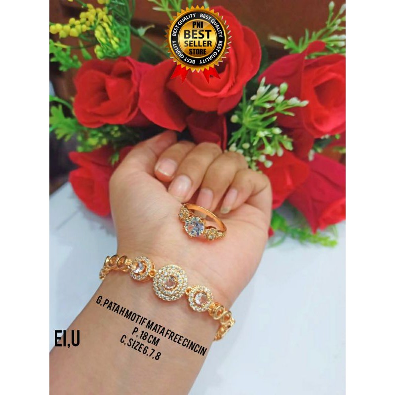 Fourfashion Gelang+Cincin Patah Motif Bulat Kekinian PD019