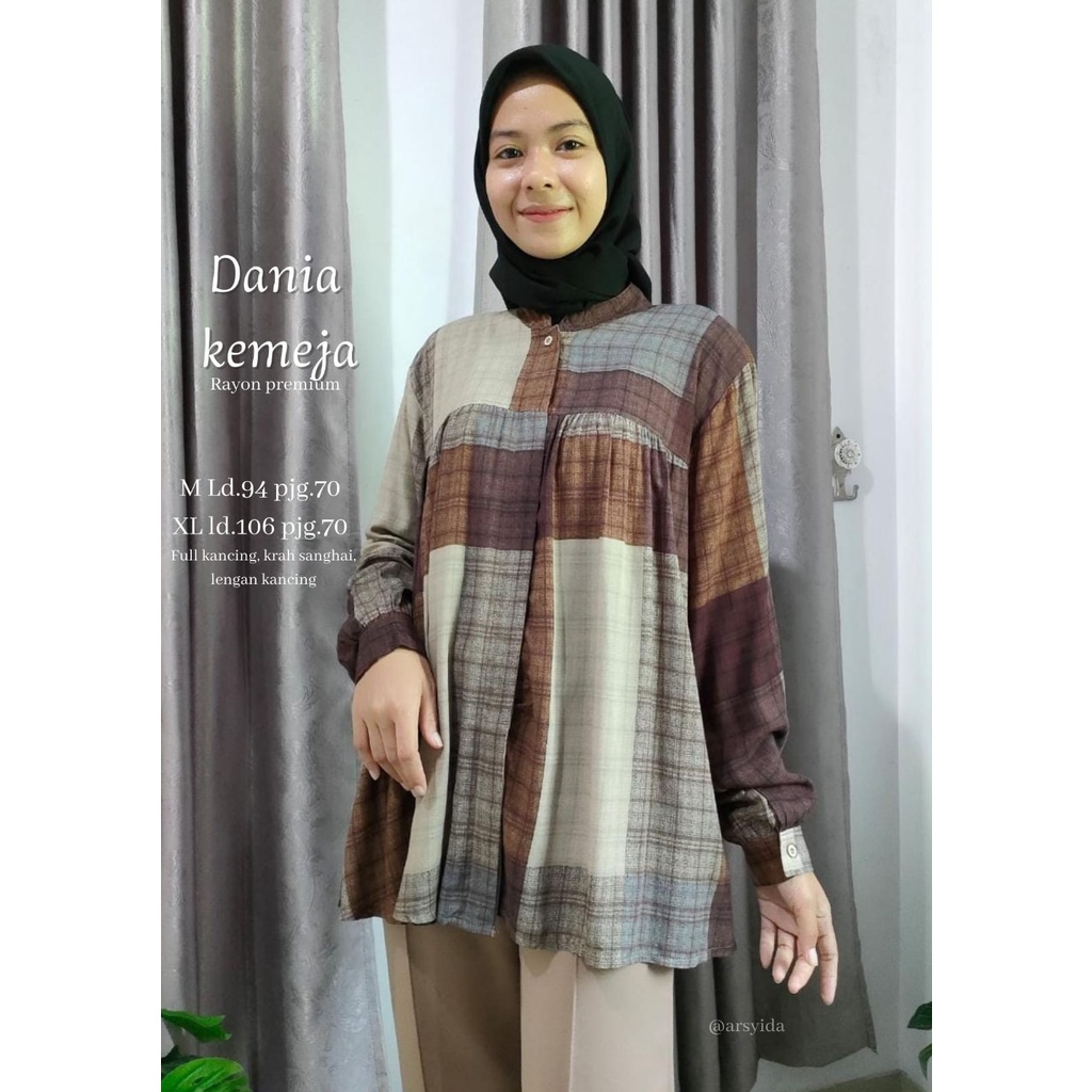 Kemeja Kotak Wanita / Blouse Kotak Rayon / Atasan Kotak Rayon Wanita