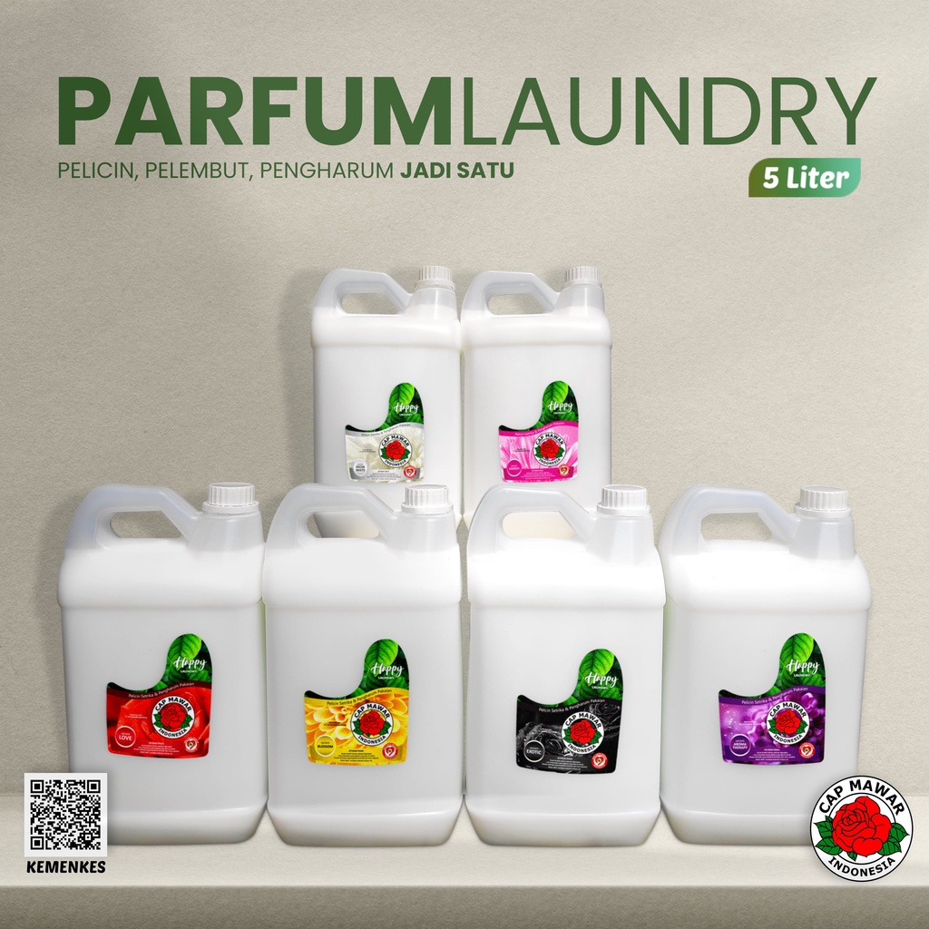HAPPY LAUNDRY Parfum Laundry Antibacterial Perfume Refill 5 Liter IZIN KEMENKES
