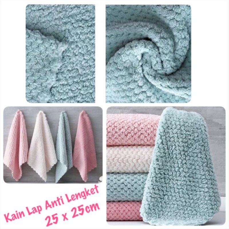 25x25   Kainlap Microfiber Kain Lap Anti Minyak Bahan Coral Fleece / 25x25 Kain Lap Piring Microfiber