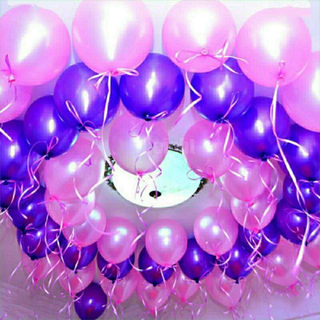 {30 pcs } Balon Latex Metalik Mix Ungu Pink ukuran 12 inch Tebal Berkilau