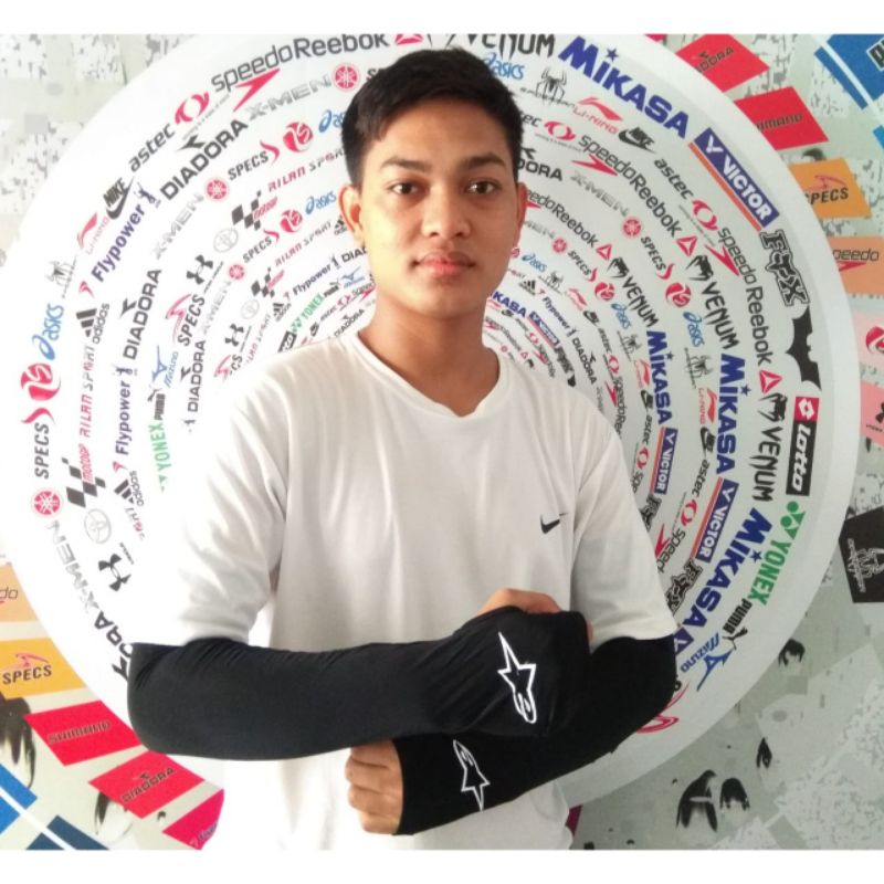 Handsock sport isi 2pcs arm sleeve hand sock sarung tangan deker murah lebay armsleeve stoking tangan stocking sport manset tangan muslimah paket murah isi 2 pcs skin deker olahraga pelindung lengan long elbow suport-Alpinestars