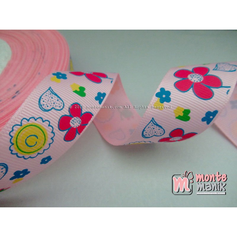 

Pita Grosgrain Taman Katak Pink 1 inch(PITA-036) Bahan Craft MM