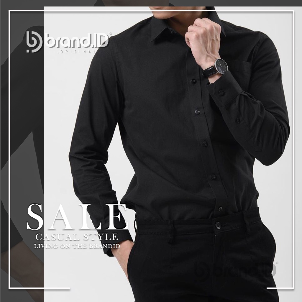 KEMEJA HITAM PRIA SLIMFIT TANGAN PANJANG / KEMEJA KANTORAN PRIA HITAM DAN WARNA KATUN PREMIUM