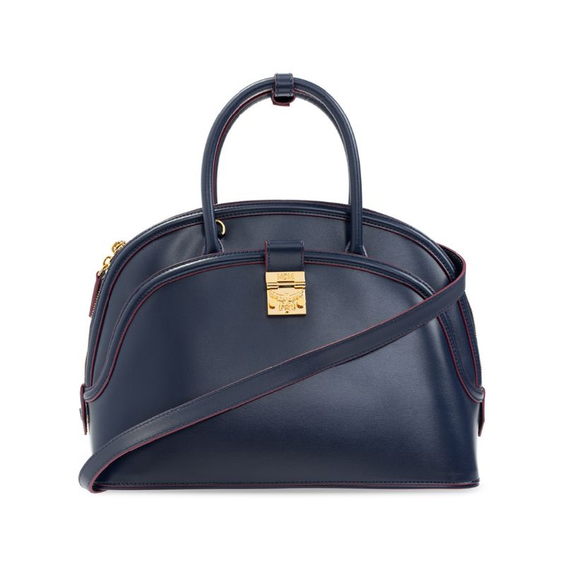 MCM Anna Visetos Tote Medium Navy