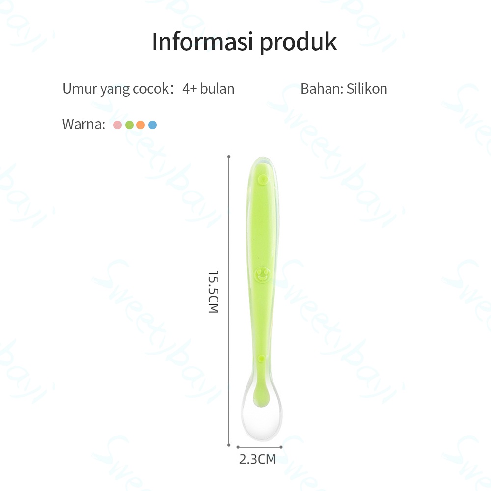 Kyopta Sendok makan bayi bahan silikon lembut peralatan makan bayi BPA free