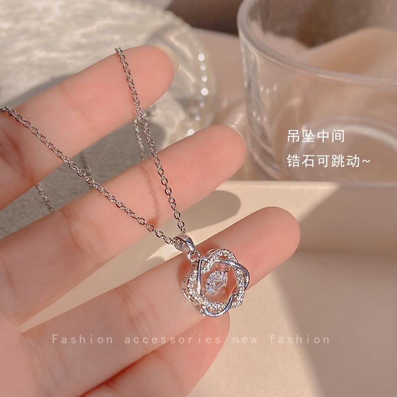 2022 Kalung Rantai Bahan Titanium Steel Aksen Zircon Gaya Korea Untuk Wanita