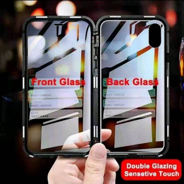 Case magnetic double glass xiaomi redmi note 7,mi note 10t pro, mi note 10t,mi note 10,premium glass