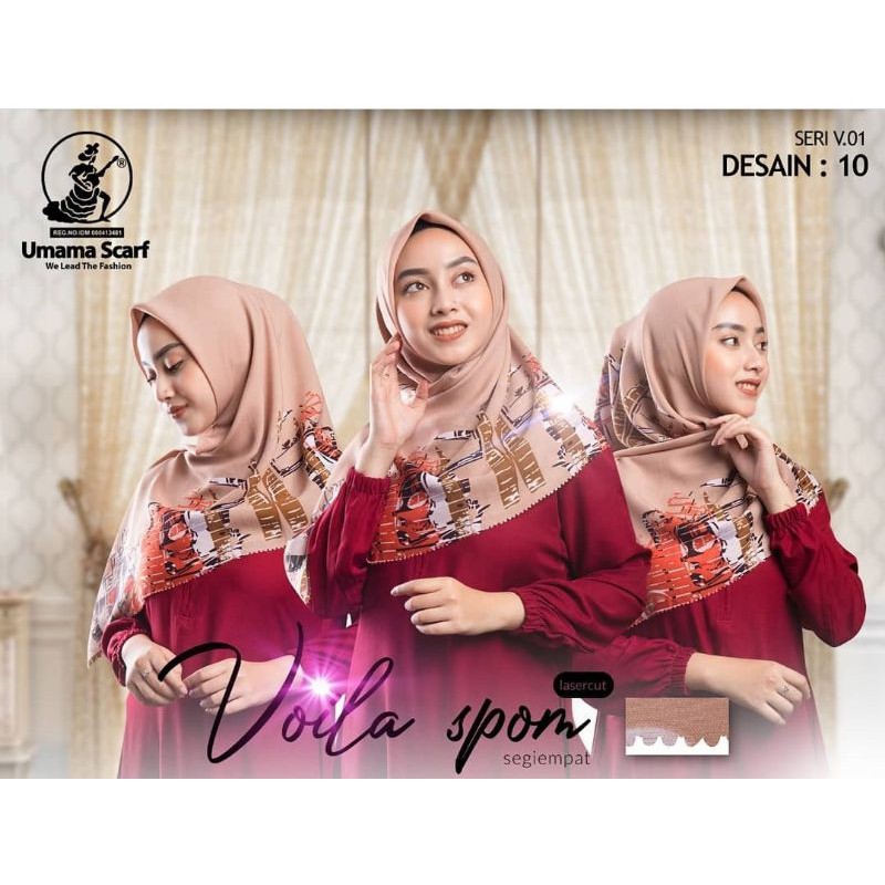 Voila Spom Umama/jilbab segi empat motif