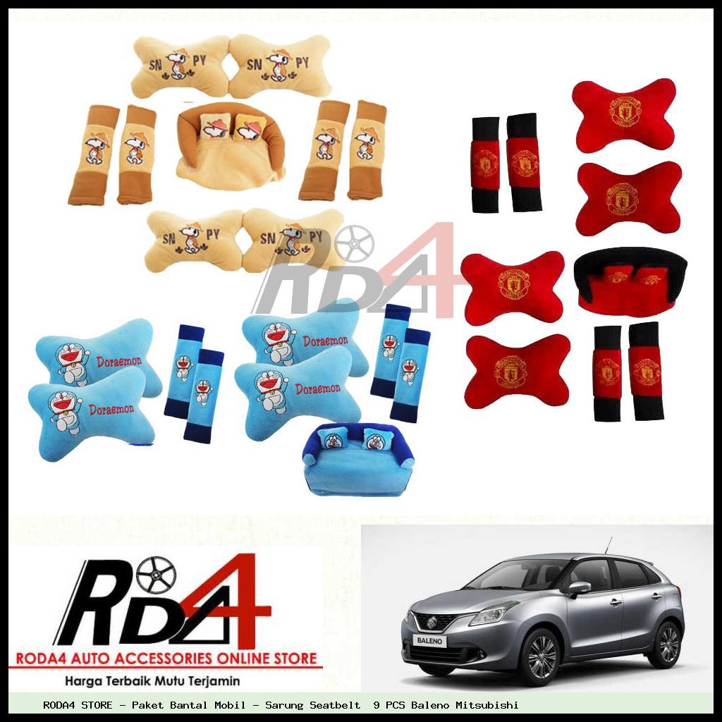 Paket Bantal Mobil - Sarung Seatbelt  9 PCS Baleno Mitsubishi