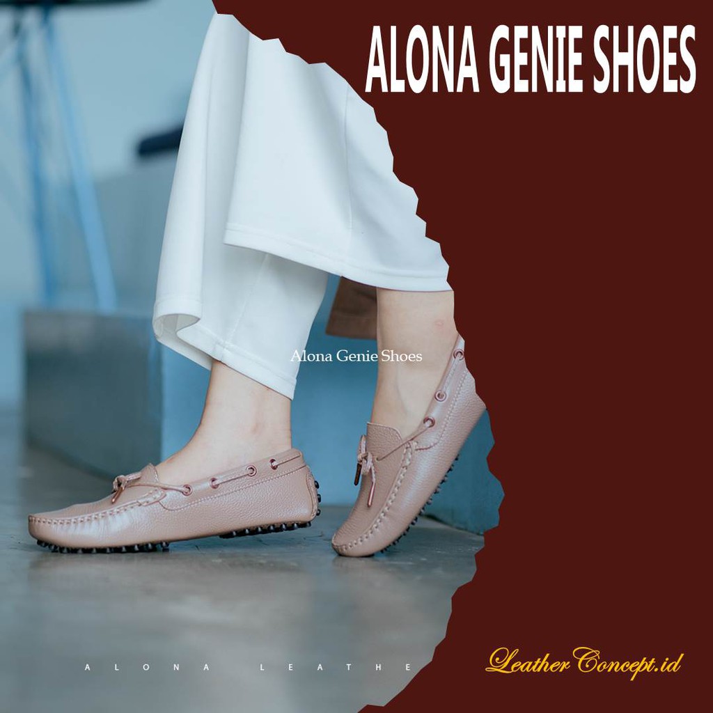 SEPATU WANITA KULIT ASLI FLAT LOAFER ALONA GENIE SEPATU LOAFER WANITA PREMIUM TERKINI