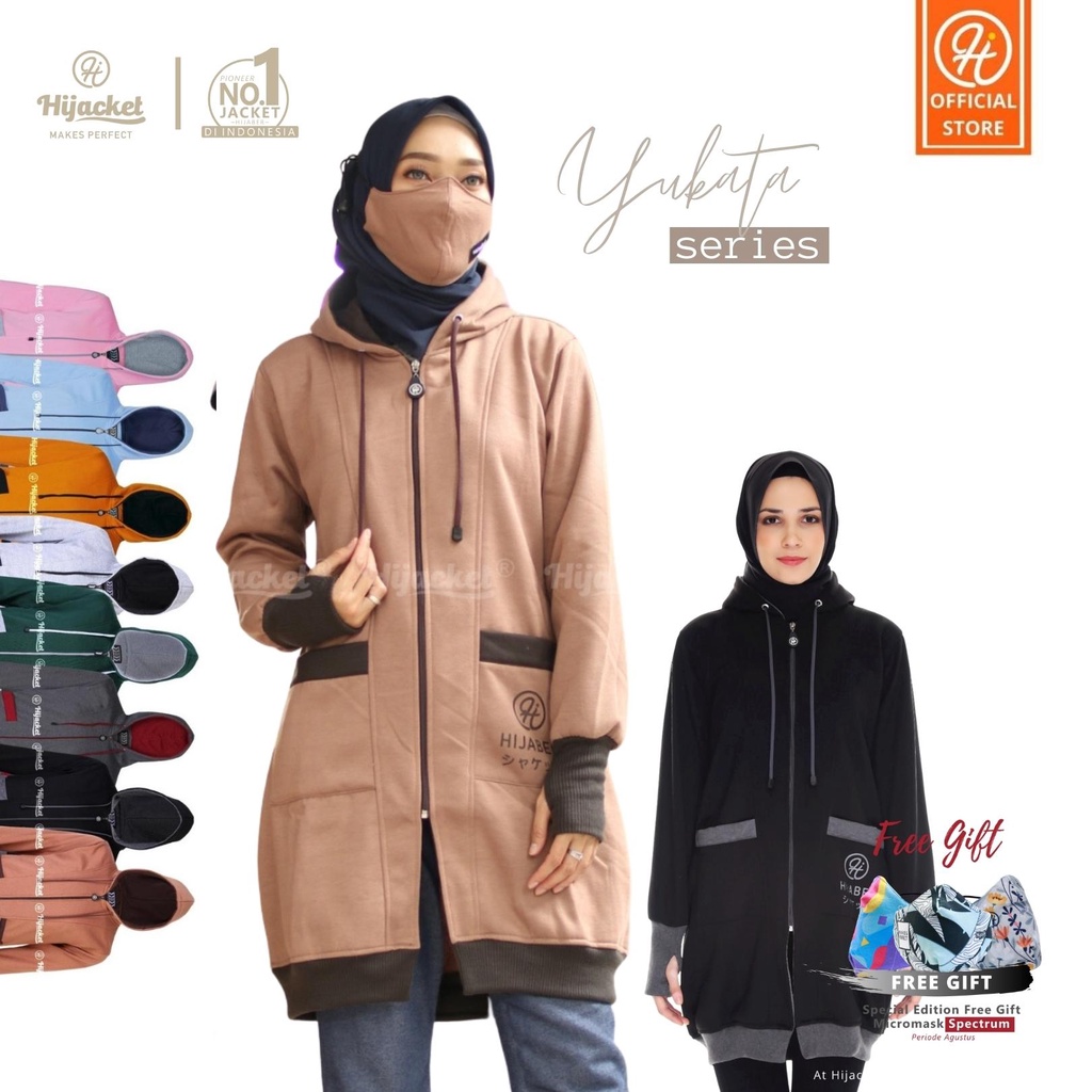 Hijacket Yukata Original - Panjang Syari Hijab Hijaket  Jaket Sweater Wanita Muslimah Hijaber