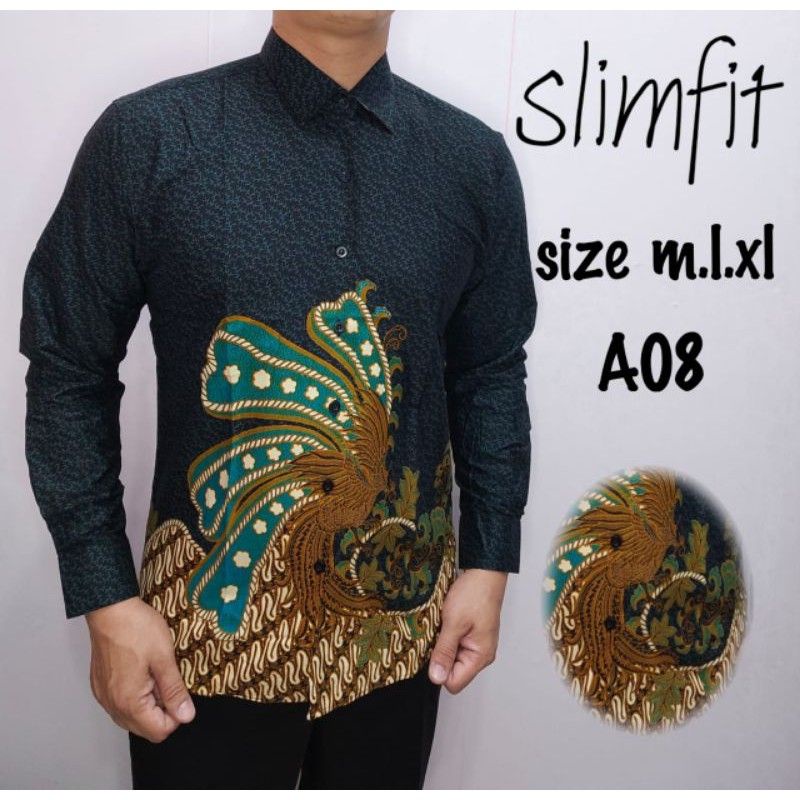 Kemeja Batik Premium Slim Fit/Kemeja Pria/Batik Hijau