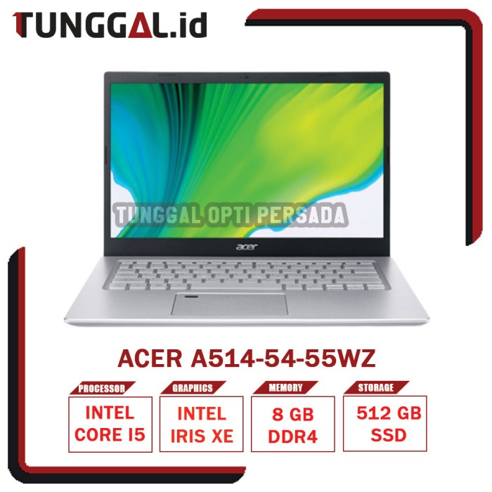 ACER ASPIRE 5 A514 54 55WZ i5-1135G7 8GB RAM 512GB SSD 14FHD W11 OHS21