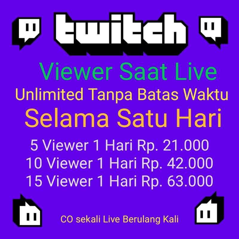 Viewer Live Streaming Twitch Unlimited Seharian