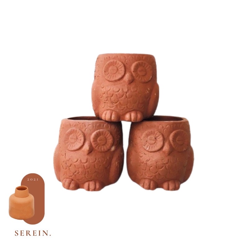 Pot Gerabah Owl Mini Tanah Liat / Pot Teracotta Natural Hampers