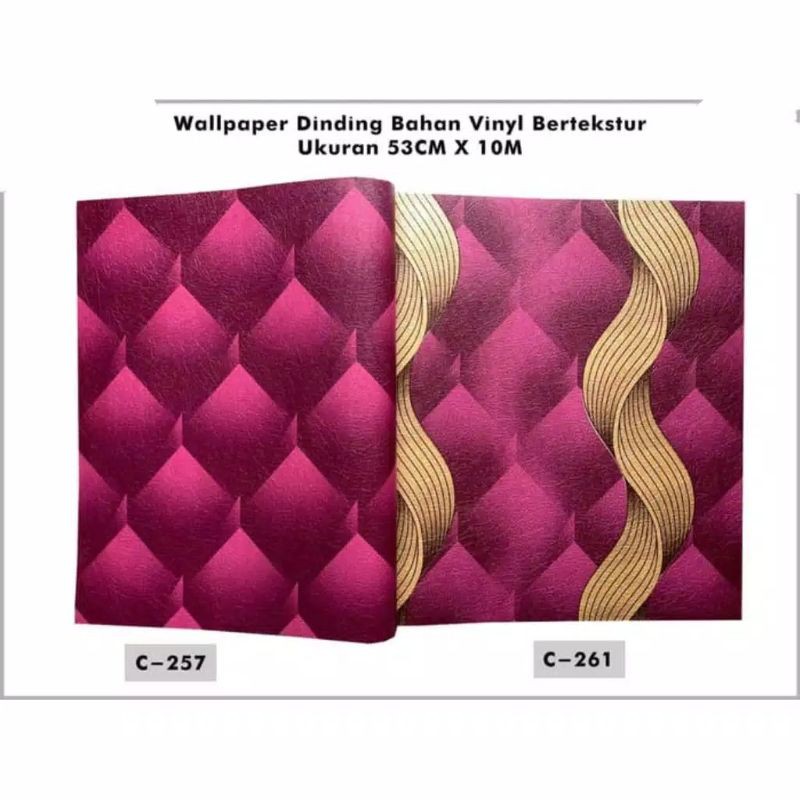 Wallpaper dinding bahan vinyl motif 3D warna ungu