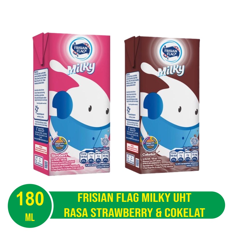 Frisian Flag Mliky Rasa Stawberry dan Cokelat 180ml - 36pcs