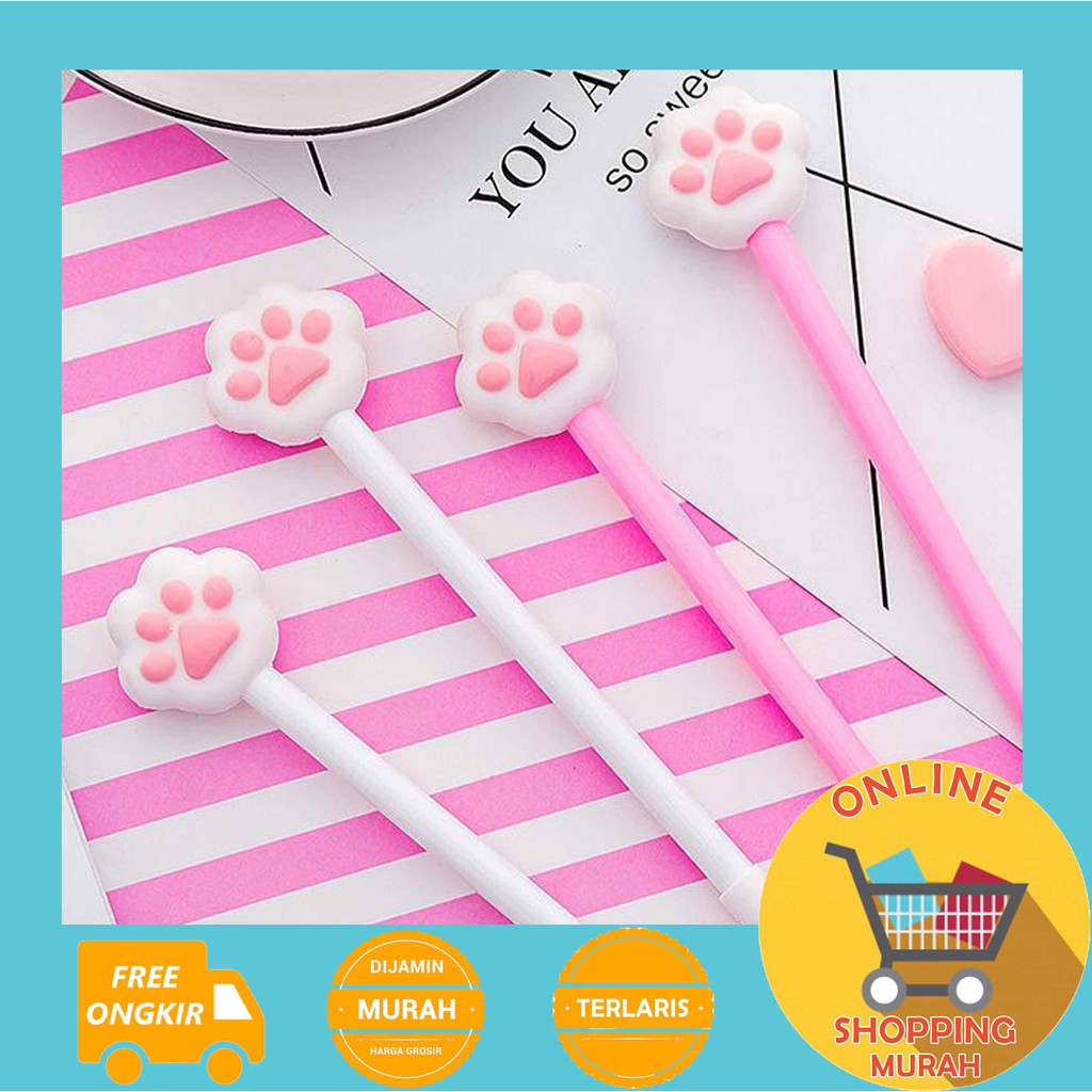 

[O.S.M] PENA TAPAK KUCING PINK PUTIH - PULPEN MOTIF TAPAK KUCING - PENA UNIK