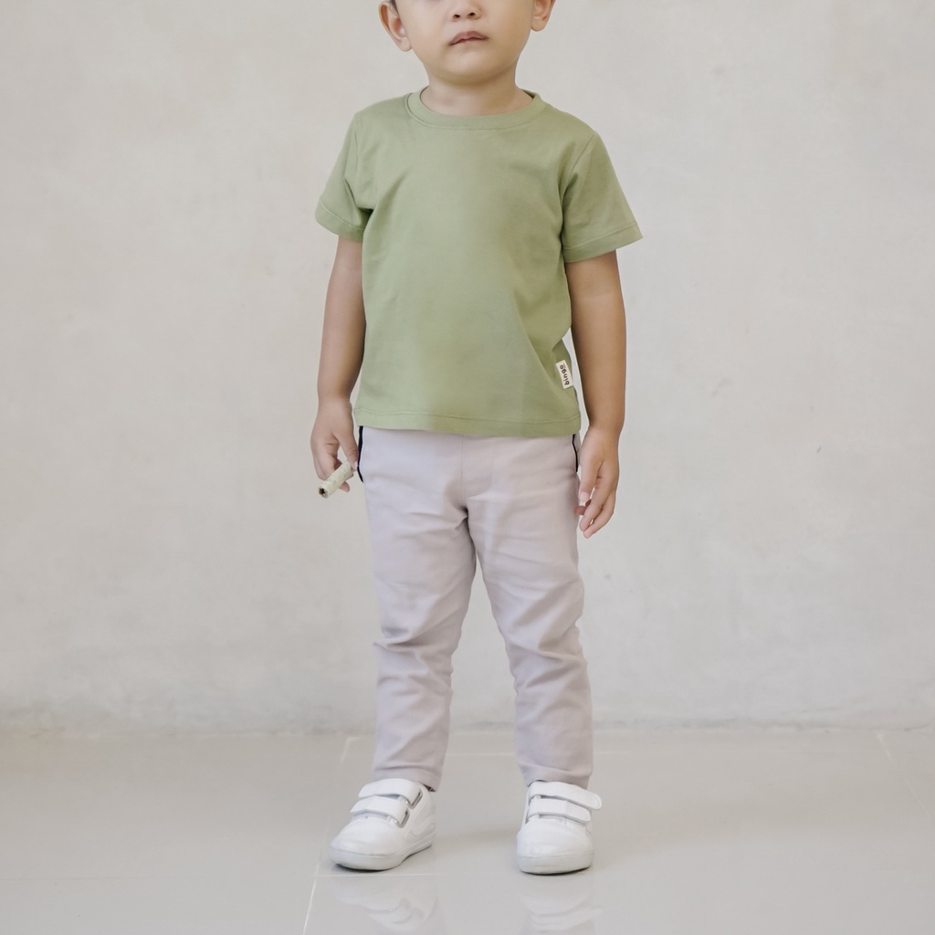 BINGOKIDS | BASIC T-SHIRT / Kaos Polos Anak Balita / Kaos Oblong T Shirt 1-5 Tahun     Anak Laki Perempuan Unisex Katun Premium Earth Tone Green Coklat Cinnamon Beige Cream Krem