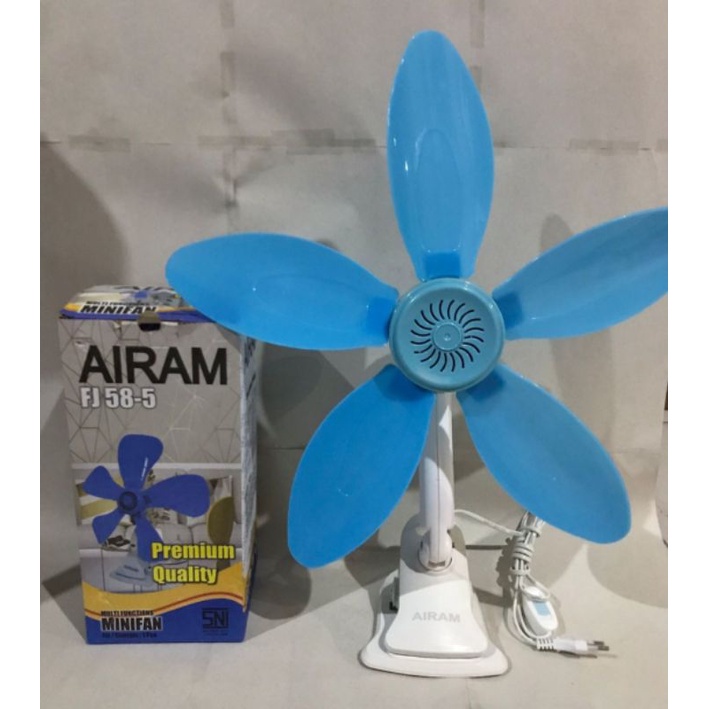 Airam mini fan Jepit bagus angin kencang 30W 5 baling Type FJ 58-5. Premium Quality