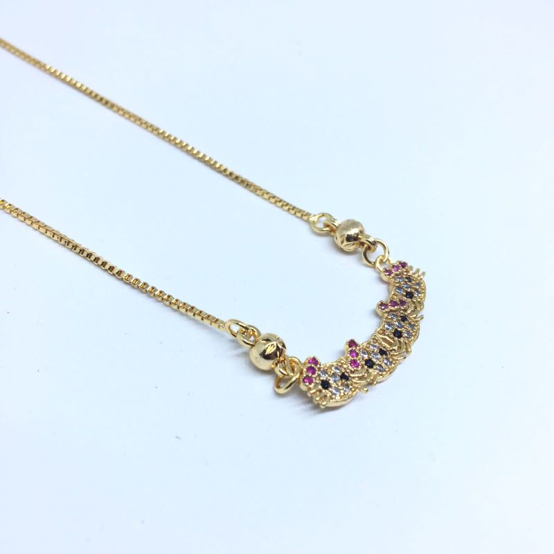 Kalung Hello Kitty Kepala 4 Permata Kalung Italy Anak Cantik Elegan