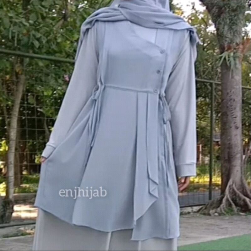 Outer Ceruty Baby Doll Aouter Wanita Remaja Modis Long Vest Tanpa Lengan Fashion Muslim Busui Cardigan Polos Outher Baju Gamis Kekinian Korean Style Enjhijab