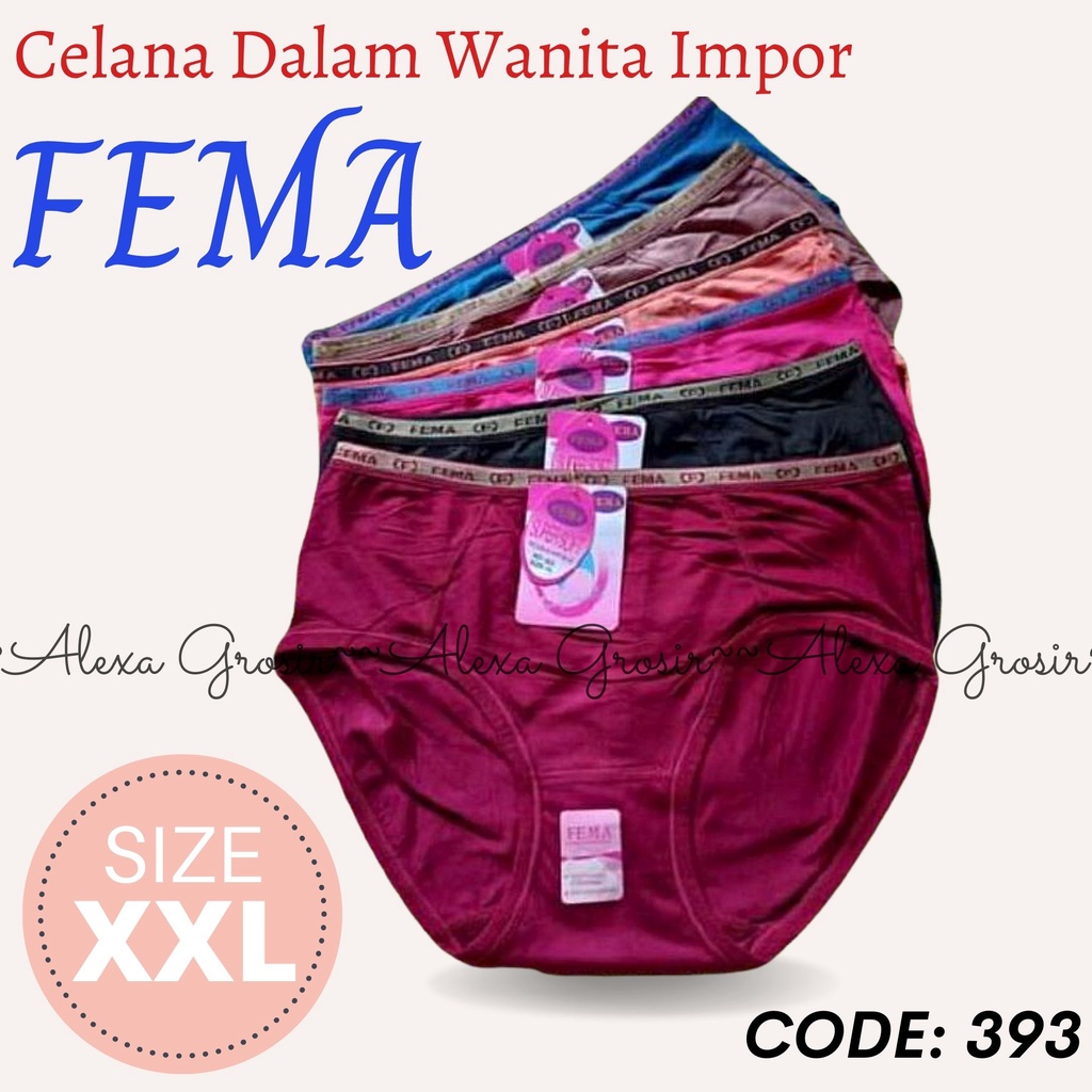 GROSIR 12 PCS CD Celana Dalam Wanita Panties 393 L XL XXL Fema Polos Import Polyester Halus Premium