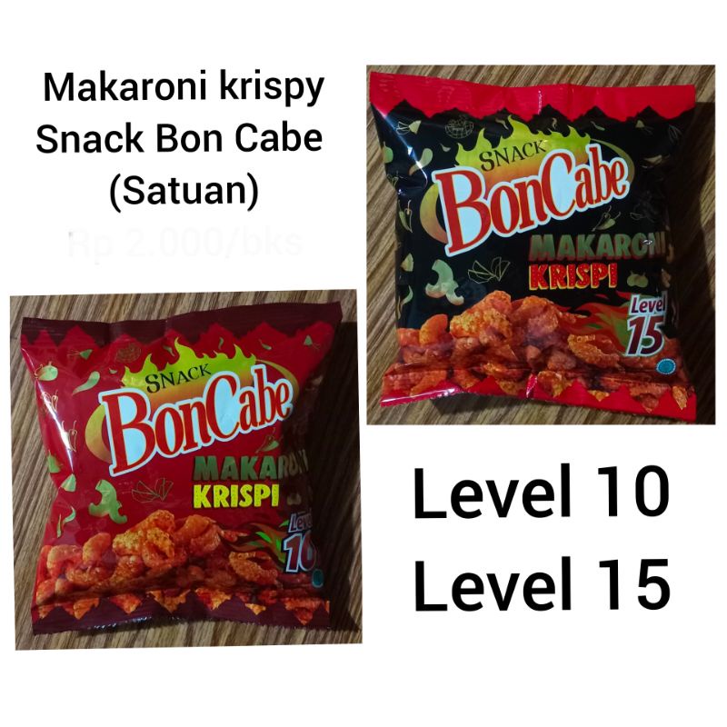 

Makaroni Krispi Bon Cabe lv. 10 & 15 (satuan) 30gr