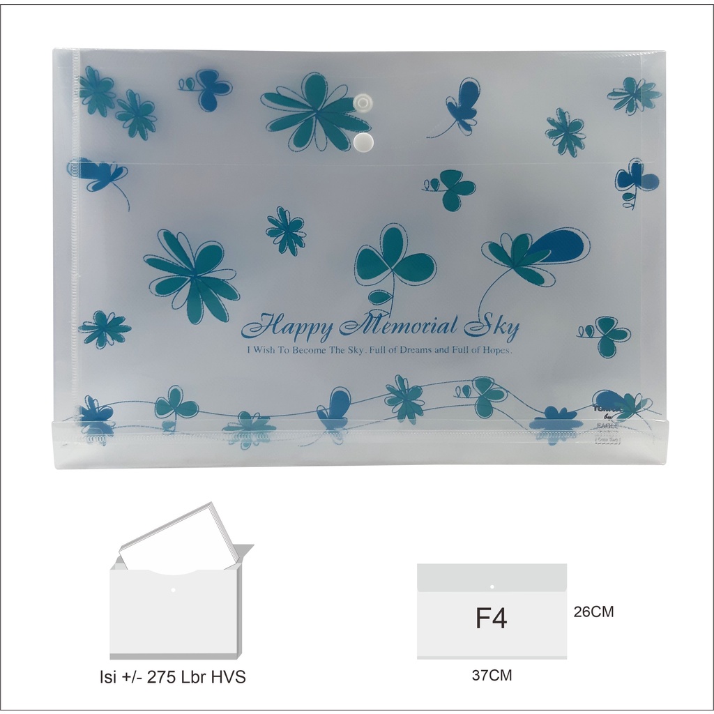 

Map Plastik Kancing Murah Motif Ukuran Folio (F4) / Data Bag / Map Dokumen Bening TOMEX