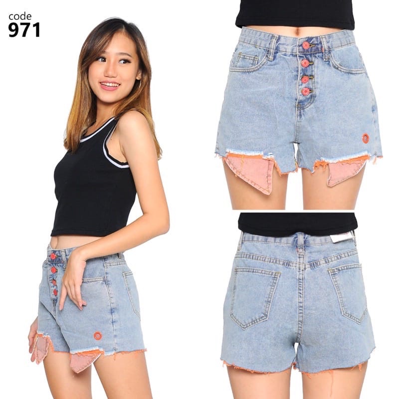 jeans wanita hot pants korean style celana pendek jeans wanita/ high waisted short /celana wanita so