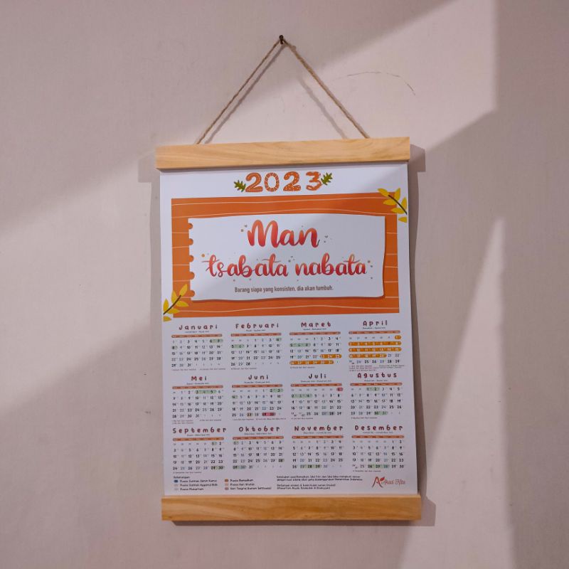 Kalender Dakwah Dinding 2023 "Man Tsabata Nabata" Aesthetic Minimalist Muslimah Islami Hijriyah Isla