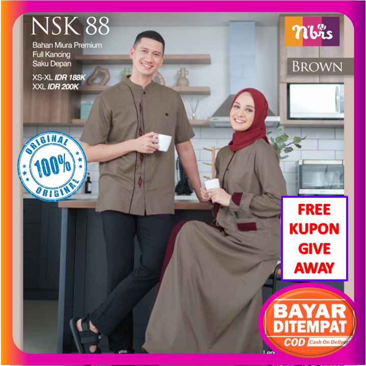 Nibras Couple Baju Koko Gamis Kapelan Suami Istri Muslim Pasangan Ayah Ibu Terbaru 2021 Bahan Adem N