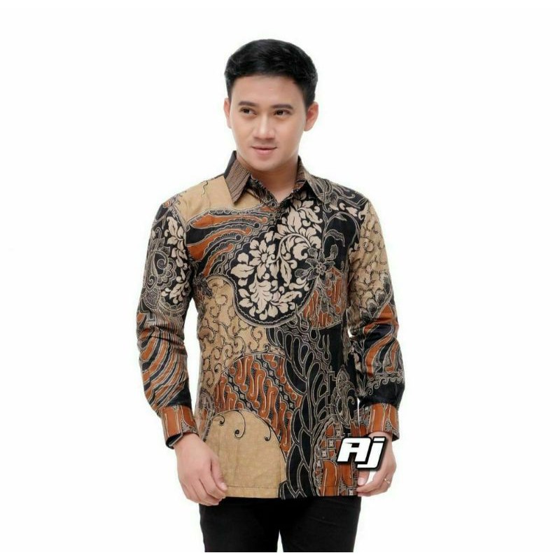 NEW ARRIVAL DISTRO BATIK PRIA BORDIR SOGAN HRB026 BATIKAF NOTOARTO BATIK IPNU-IPPNU HEM PRIA Bel-Kemeja cap coklat