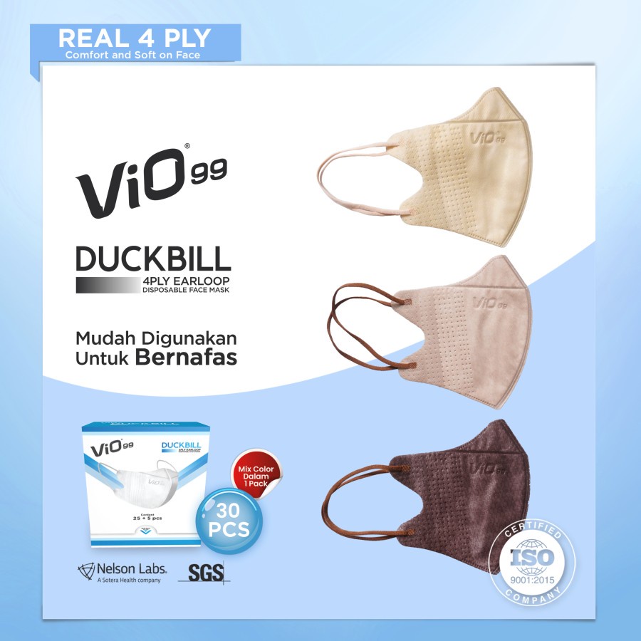 Masker Vio Duckbill 4ply Nude Color Isi 25+5pcs