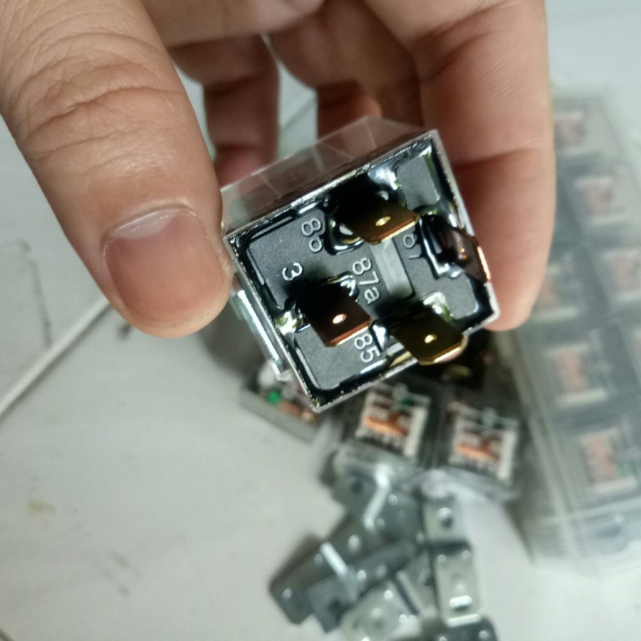 Relay Klakson Transparan Kaki 4 12V 80A Riley Relay Alarm Sen Sein Motor Mobil Sparepart Original