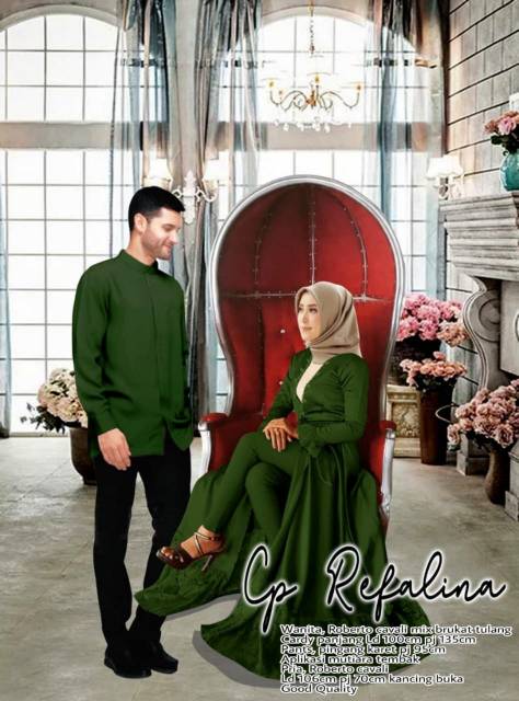 COUPLE REFALINA/ Couple Pasangan Refalina COUPLE GAMIS BRUKAT MUTIARA BAJU PASANGAN MUSLIM KEKINIAN