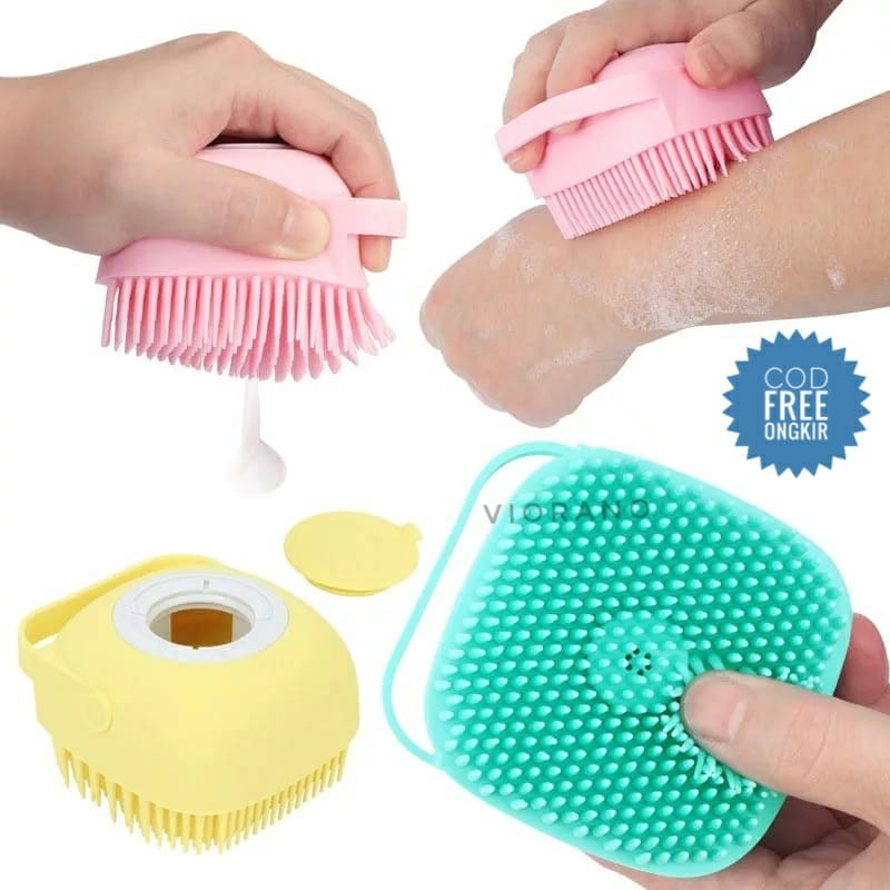 Sikat Mandi Silikon Bisa Diisi sabun / Bath Brush Dispenser Portable Sabun Dan Shampo Bahan Lembut