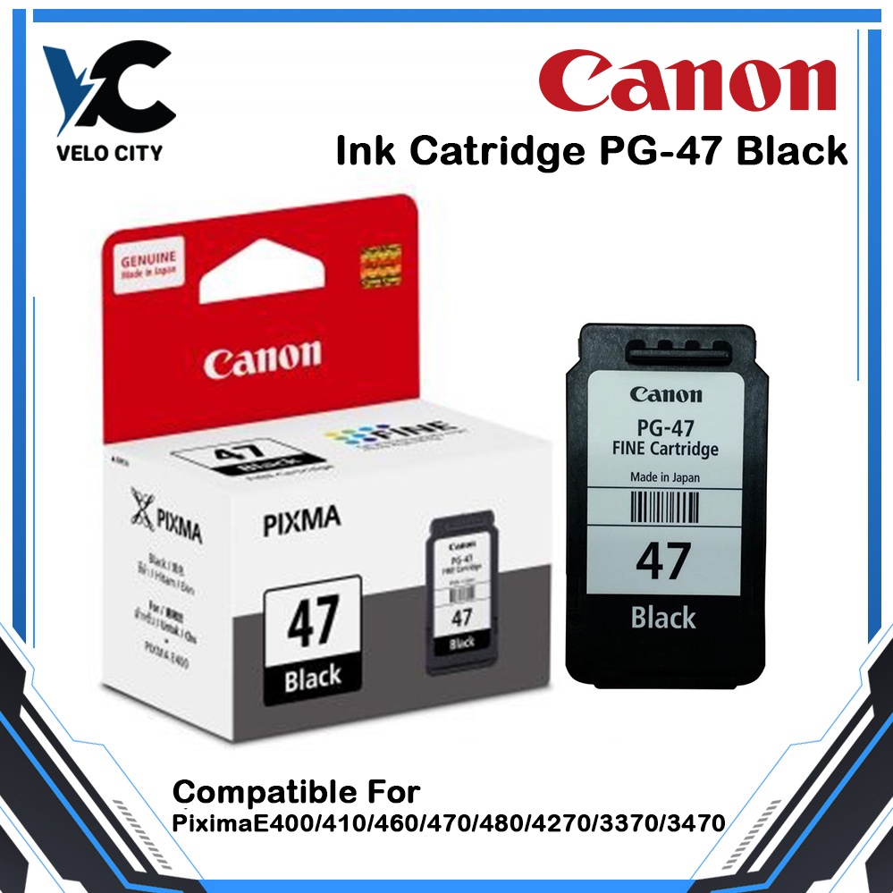 Cartridge Tinta Canon PG47 PG 47 Black ORI Catridge Printer E400 E410