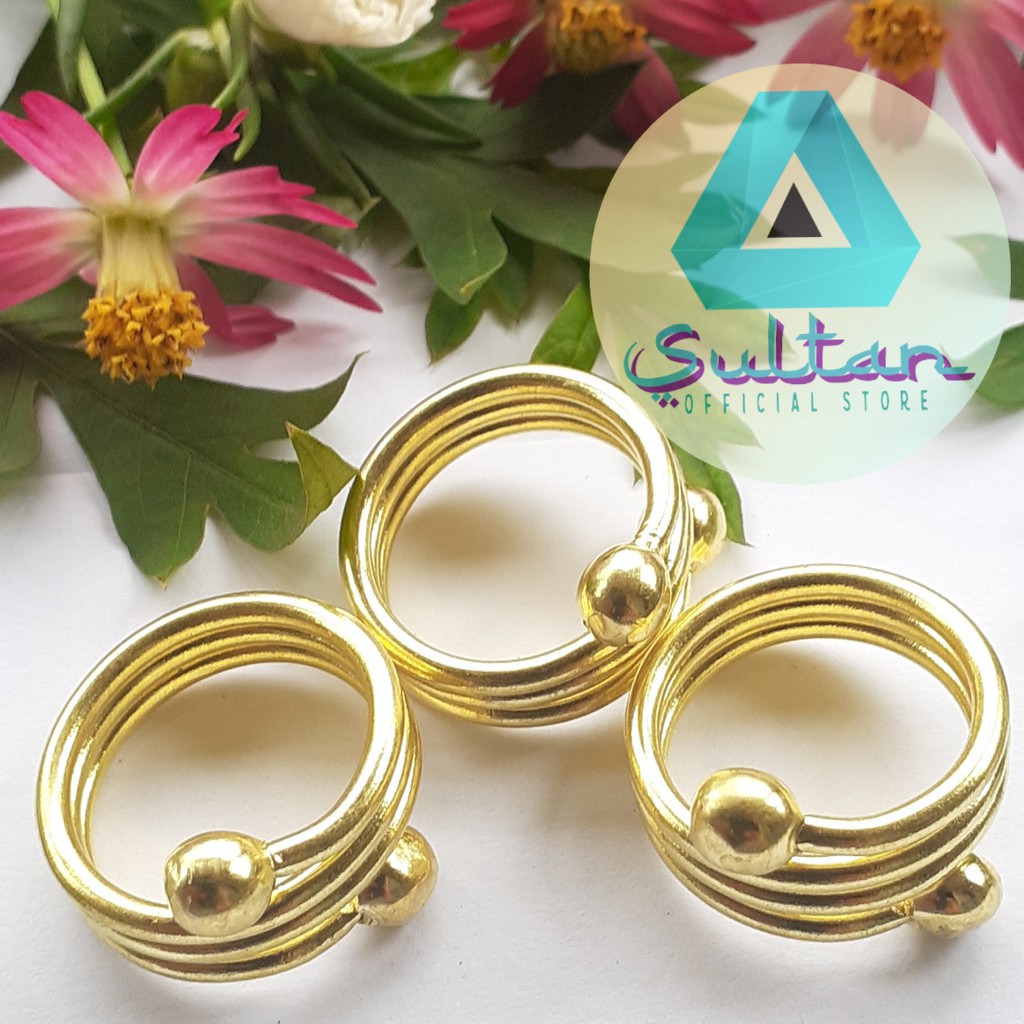Cincin Logam Kuningan Original Mundial Triple Ikatan #C018