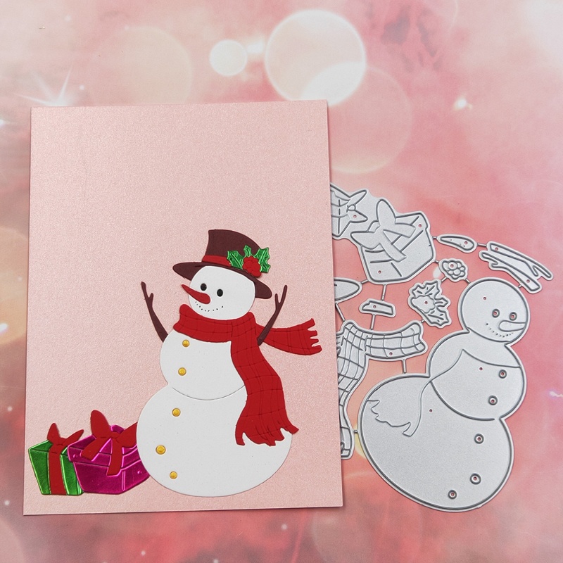 Cetakan Stensil Cutting Dies Motif Snowman Natal Bahan Metal Untuk Scrapbook / Craft DIY / Dekor