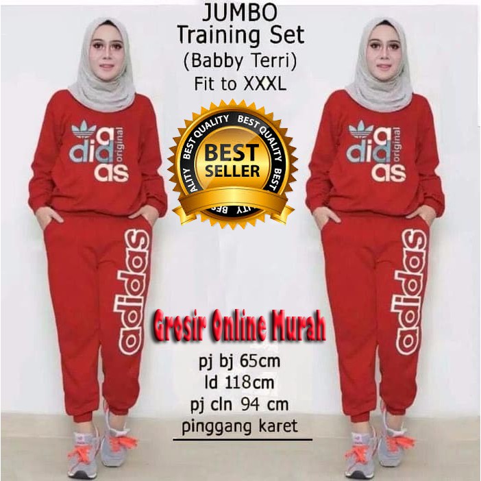 Stelan Baju Olahraga Wanita Set Adidas Pelangi Training Senam